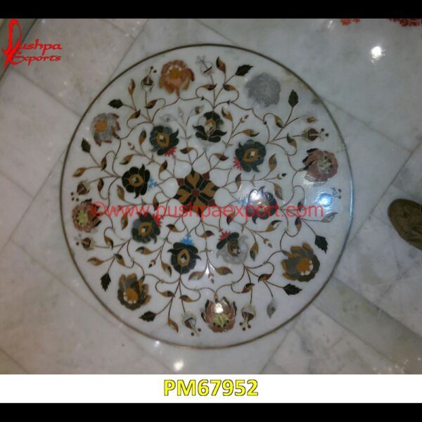 Floral Inlay White Marble Round Floor Medallion PM67952 pietra dura cabinet,pietra dura box,pietra dura art,mughal pietra dura,stone inlay globe,stone for inlay,pietre dure,pietra dura table,pietra dura,marble medallions,marble inlay ta.jpg