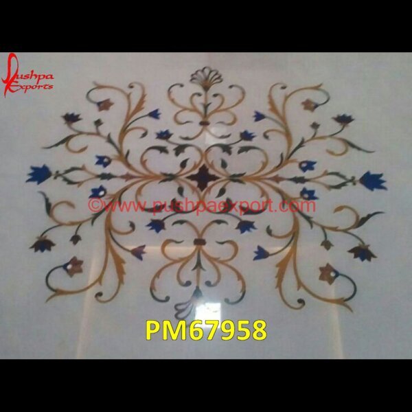 Motif Inlay Round White Marble Table Top PM67958 pietre dure,pietra dura table,pietra dura,marble medallions,marble inlay tables,marble inlay,marble floor medallions,brass inlay marble tile,white marble inlay table tops,travertin.jpg