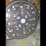 Black Marble Round Table Top With Pietra Dura