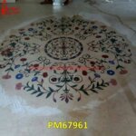 Floral Design Inlay Round Marble Floor Medallion