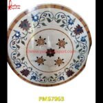 Flower Motif Pietra Dura Round Italian Marble Table Top