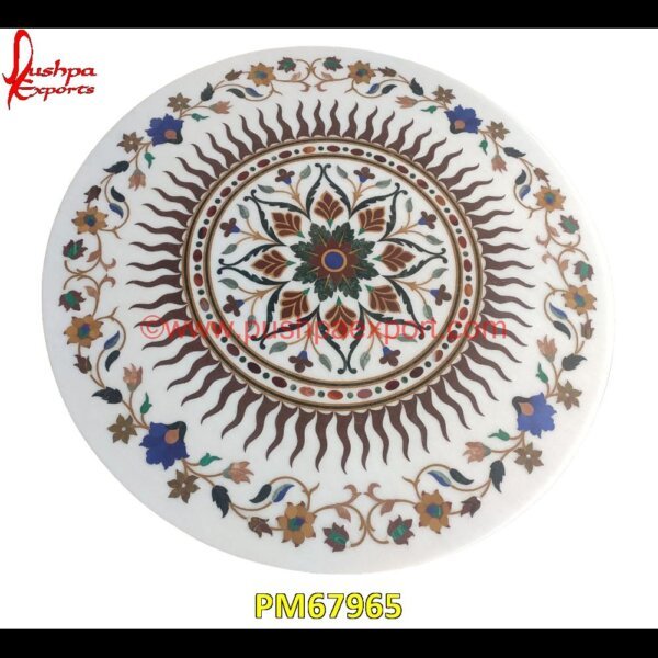 Round Shaped White Marble Inlay Table Top PM67965 brass inlay marble tile,white marble inlay table tops,travertine mosaic medallion,taj mahal inlay stones,stone wood inlay,stone inlay work,stone inlay table tops,stone inlay furnit.jpg