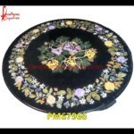 Round Black Marble Inlay Floor Medallion