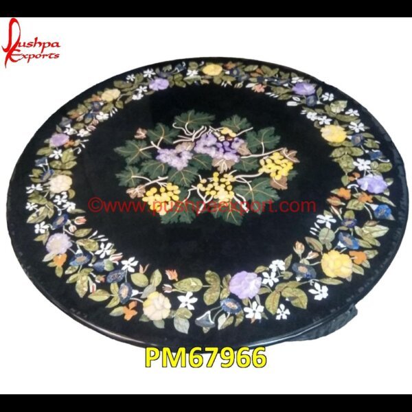 Round Black Marble Inlay Floor Medallion PM67966 white marble inlay table tops,travertine mosaic medallion,taj mahal inlay stones,stone wood inlay,stone inlay work,stone inlay table tops,stone inlay furniture,stone inlay flooring.jpg