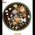 Flower Motif Inlay Green Marble Round Table Top