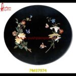 Motif Inlay Black Marble Round Medallion