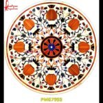 White Marble Floral Pietra Dura Round Medallion