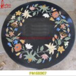 Round Black Stone Inlay Coffee Table Top