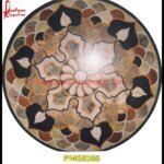 Flower Motif Inlay Italian Marble Stone Round Floor Medallion