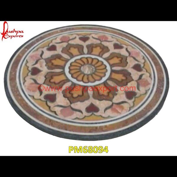 Pattern Inlay Round Marble Stone Floor Tile PM68094 pietra dura art,mughal pietra dura,mosaic marble medallions,metal inlay in stone,medallion marble floor decor,marble tile medallions,marble mosaic medallion,marble medallion floor.jpg