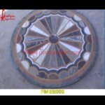 Inlay Green Marble Round Shape Table Top