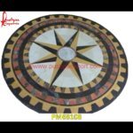 Pattern Overlay Round Marble Stone Coffee Table Top