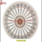 Floral Pietra Dura Round White Marble Table Top