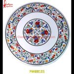 Pichakari Art White Marble Round Table Top