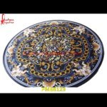 Tiny Motif Inlay Round Black Marble Table Top