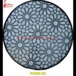 Pattern Inlay Round White Marble Stone Table Top