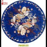 Inlay Round Lapis Lazuli Stone Table Top