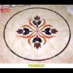 Flower Design Inlay Italian Marble Round Table Top