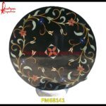 Black Marble Inlay Round Coffee Table Top