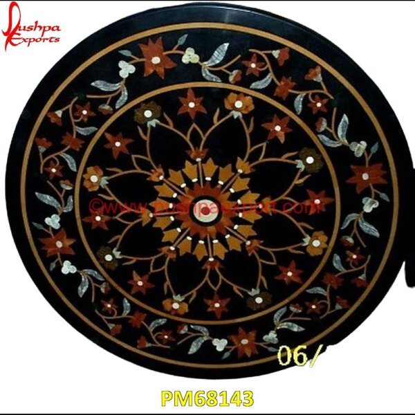 Pietra Dura Round Black Marble Floor Medallion PM68143 stone inlay table tops,stone inlay furniture,stone inlay flooring,stone inlay coffee table,stone inlay art,stone floor inlays,pietra dura technique,pietra dura taj mahal,pietra dur.jpg