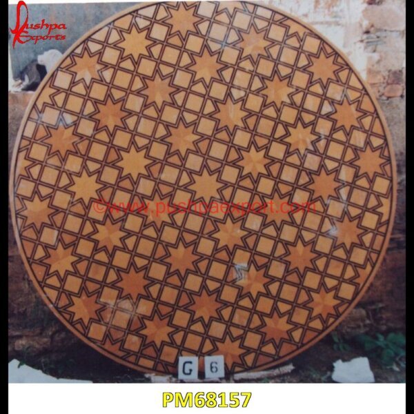 Pattern Overlay Round Shape Natural Yellow Stone Table Top PM68157 pietra dura furniture,pietra dura for sale,pietra dura dining table,pietra dura cabinet,pietra dura box,pietra dura art,mughal pietra dura,stone inlay globe,stone for inlay,pietre.jpg