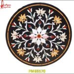 Pichakari Art Black Marble Round Table Top