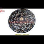 Round Black Marble Floor Medallion