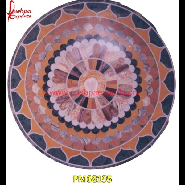 Overlay Art Round Natural Marble Stone Table PM68195 pietra dura dining table,pietra dura cabinet,pietra dura box,pietra dura art,mughal pietra dura,mosaic marble medallions,metal inlay in stone,medallion marble floor decor,marble ti.jpg