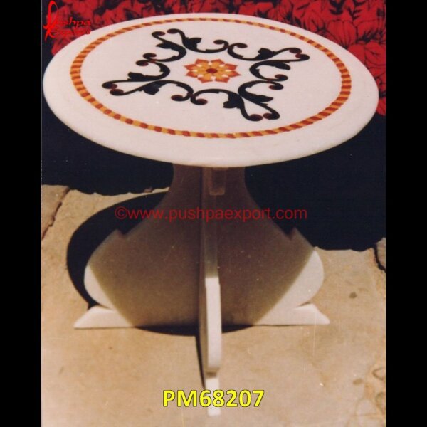 Round White Marble Table Top And Base PM68207 marble inlay work in jaipur,marble inlay work agra,marble inlay work,marble inlay tray,marble inlay tiles,marble inlay table tops,marble inlay panel,marble inlay medallion,marble i.jpg