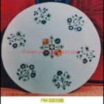 Inlay Round White Marble Table Top