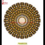 Geometric Pattern Inlay Round Table Top