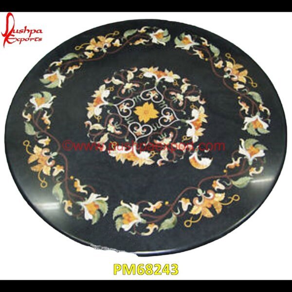 Motif Inlay Round Black Marble Floor Medallion PM68243 travertine mosaic medallion,taj mahal inlay stones,stone wood inlay,stone inlay work,stone inlay table tops,stone inlay furniture,stone inlay flooring,stone inlay coffee table,ston.jpg