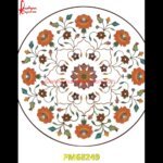 Round White Marble Pietra Dura Table Top