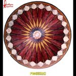 Pattern Inlay Round Marble Medallion