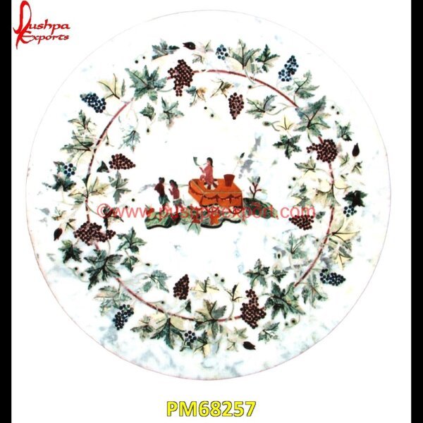 Pattern Inlay White Marble Round Floor Medallion PM68257 pietra dura marble table tops,pietra dura inlays,pietra dura india,pietra dura in india,pietra dura furniture,pietra dura for sale,pietra dura dining table,pietra dura cabinet,piet.jpg