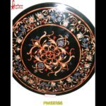 Pattern Inlay Round Black Marble Table Top