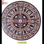 Inlay Round Black Marble Dining Table Top