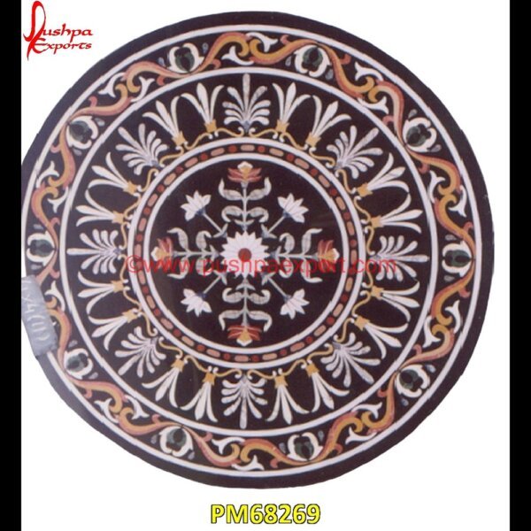 Inlay Round Black Marble Dining Table Top PM68269 stone for inlay,pietre dure,pietra dura table,pietra dura,marble medallions,marble inlay tables,marble inlay,marble floor medallions,brass inlay marble tile,white marble inlay tabl.jpg