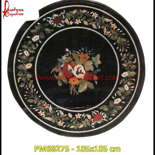 Pietra Dura Round Black Marble Medallion PM68275 - 105x105 cm marble inlay,marble floor medallions,brass inlay marble tile,white marble inlay table tops,travertine mosaic medallion,taj mahal inlay stones,stone wood inlay,stone inlay work,ston.jpg