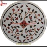 Inlay Round White Marble Floor Medallion