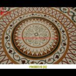 Floral Inlay Round Italian Stone Foyer Medallion