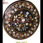 Inlay Round Black Marble Stone Floor Medallion