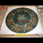 Round Green Marble Inlay Floor Medallion