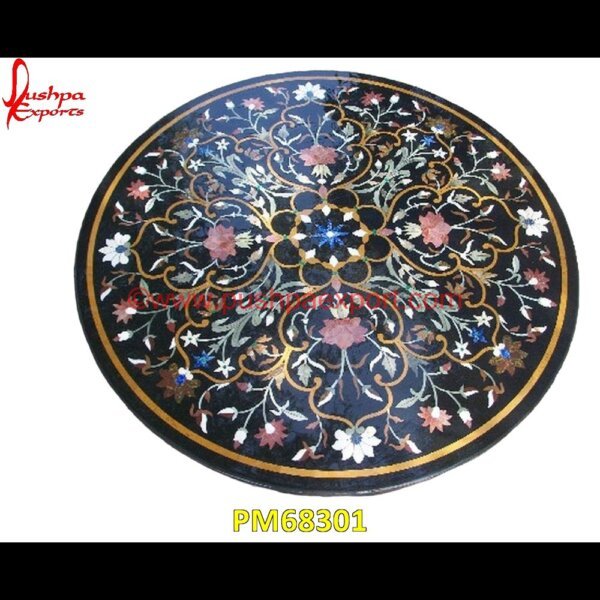 Inlay Round Black Marble Medallion PM68301 mughal pietra dura,mosaic marble medallions,metal inlay in stone,medallion marble floor decor,marble tile medallions,marble mosaic medallion,marble medallion floor tile,marble inla.jpg