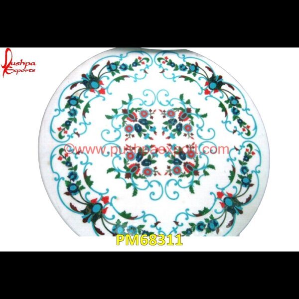 White Marble Stone Round Table Top PM68311 marble inlay work,marble inlay tray,marble inlay tiles,marble inlay table tops,marble inlay panel,marble inlay medallion,marble inlay handicrafts,marble inlay furniture,marble inla.jpg