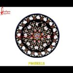 White Flower Design Inlay Round Table Top