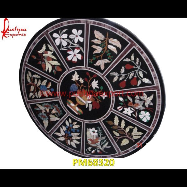 Pietra Dura Round Black Marble Stone Coffee Table Top PM68320 marble inlay elephant,marble inlay dining table,marble inlay desk,marble inlay design,marble inlay crafts,marble inlay coffee table,marble inlay coasters,marble inlay chess board,m.jpg