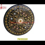 Inlay Natural Black Stone Round Table Top