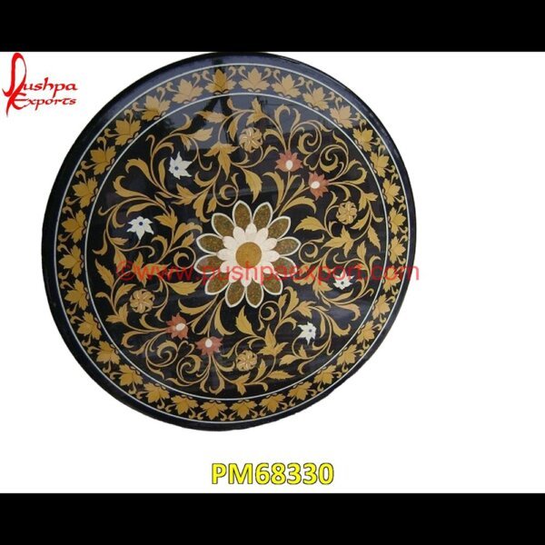 Inlay Natural Black Stone Round Table Top PM68330 marble inlay art,marble foyer medallion,marble floor inlay designs,stone inlay globe,stone for inlay,pietre dure,pietra dura table,pietra dura,marble medallions,marble inlay tables.jpg