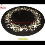 Tiny Motif Inlay Black Marble Stone Table Top